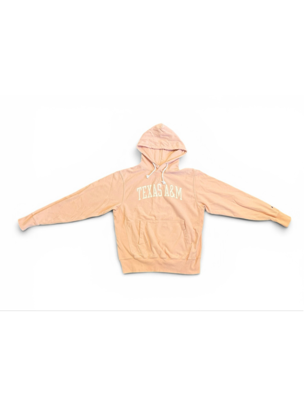 Texas A&M Champion Unisex Reverse Weave Hoodie Sz L Pastel Peach Sweatshirt - Picture 3 of 12